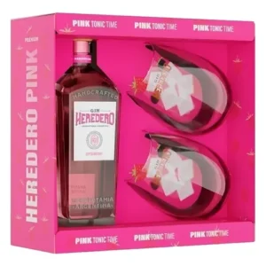 Estuche Gin Heredero Pink + 2 Vasos