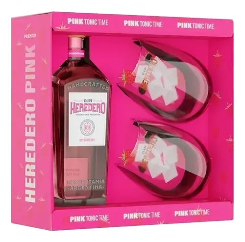 Estuche Gin Heredero Pink + 2 Vasos
